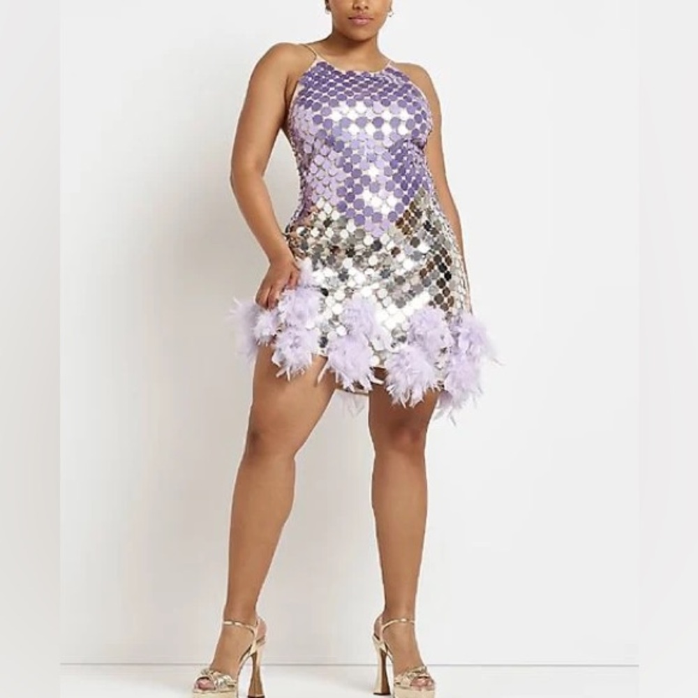 River Island Lavender and Silver Sequin Mini Dress